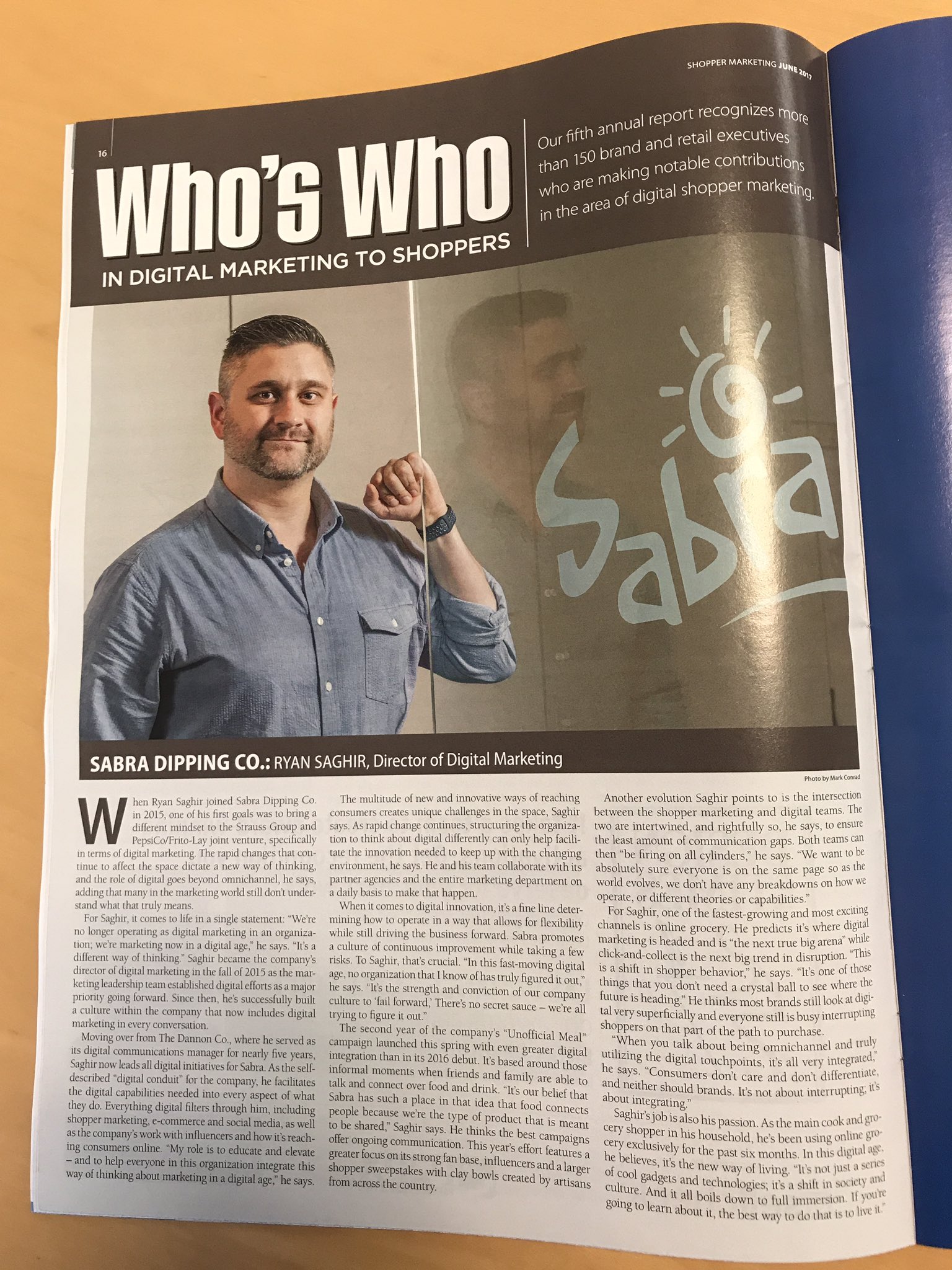 Ryan Saghir featured in Shopper Marketing magazine at Sabra.